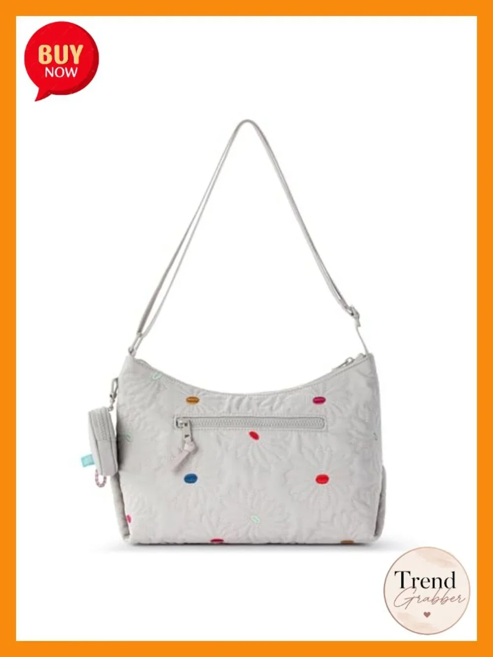 Eco-Twill Hobo Bag with Zipper Closure & Detachable Key Dangle